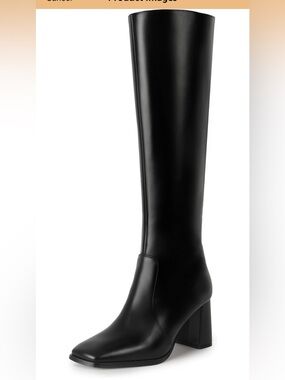 Classic Black Knee-High Block Heel Boots - Women